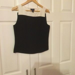 Ann Taylor Navy & White Tailored Blouse